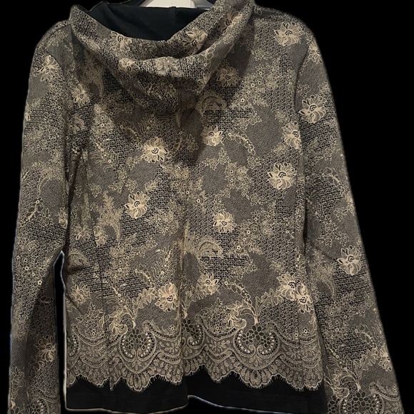 db LIFE Dana Buchman Hooded Activewear Zip Front Jacket, Size M, Navy Paisley - Picture 2 of 5